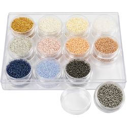 Rocailles, d 1,7 mm, afm 15/0, gatgrootte 0,5-0,8 mm, pastelkleuren, 12x15 gr/ 1 doos