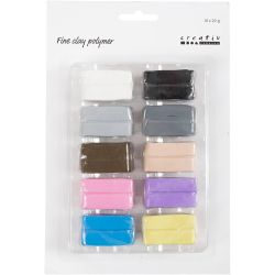 Fijne Polymeerklei, pastelkleuren, 10x20 gr/ 1 doos