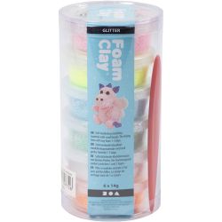 Foam Clay&reg;, glitter, pastelkleuren, 6x14 gr/ 1 doos
