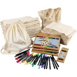 Groepsset hobbyset schoen- en draagtassen met stiften