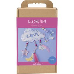 Hobbyset Decoratie, Wolk, maan, ster, glitterkleuren, pastelkleuren, 1 doos