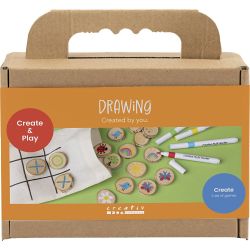 Mini Hobbyset Tekenen, Geheugenspel en drie op een rij, diverse kleuren, 1 doos