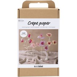 Hobbyset Cr&ecirc;pepapier, Bloem, pastelkleuren, 1 doos