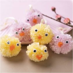 Mini Hobbyset Pompom, Kuikens, diverse kleuren, 1 doos